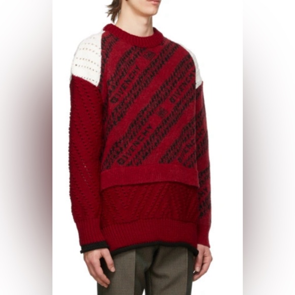 GIVENCHY Wool-Blend Patchwork Sweater In Chain Logo Print - Picture 4 of 9